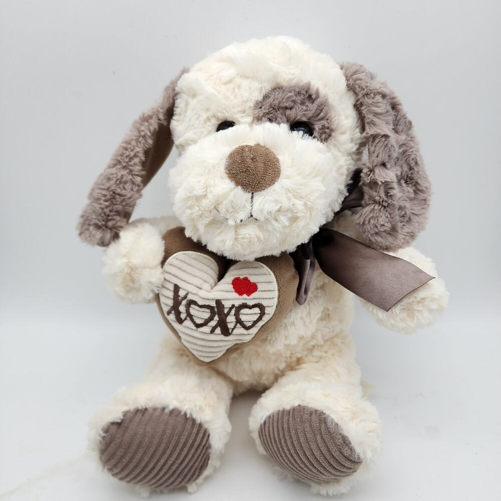 Walmart Swirl Dog Plush Stuffed Animal 13" Cream Ribbed Feet XOXO Heart 2022